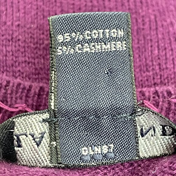 Lands’ End Cotton Cashmere Purple V-Neck Sweater Sequin Trim Size M - Picture 7 of 9